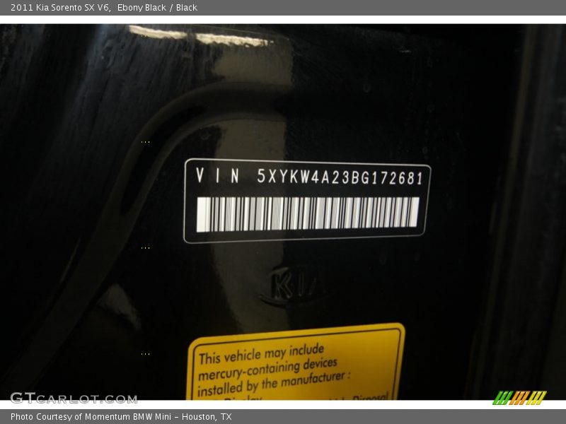 Ebony Black / Black 2011 Kia Sorento SX V6