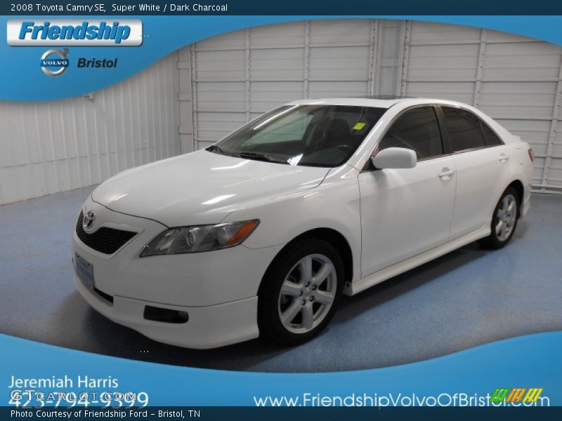 Super White / Dark Charcoal 2008 Toyota Camry SE