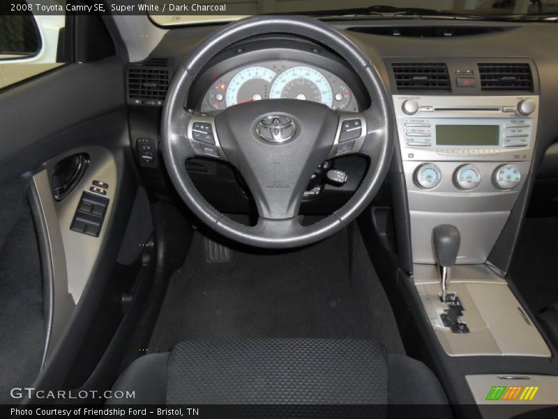 Super White / Dark Charcoal 2008 Toyota Camry SE