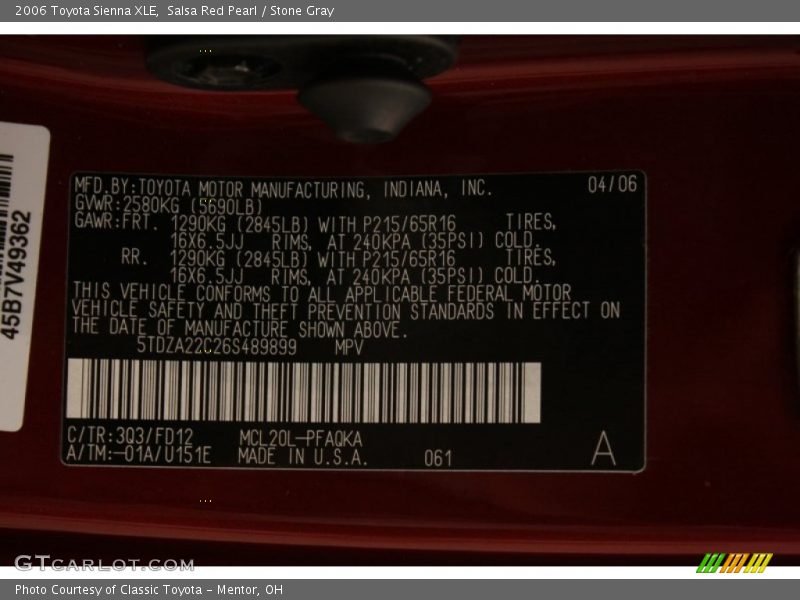 Salsa Red Pearl / Stone Gray 2006 Toyota Sienna XLE