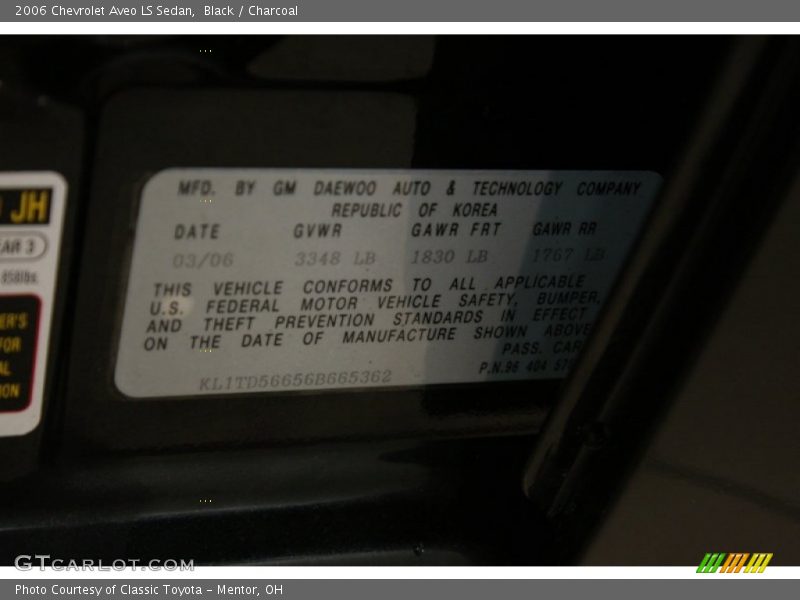 Black / Charcoal 2006 Chevrolet Aveo LS Sedan