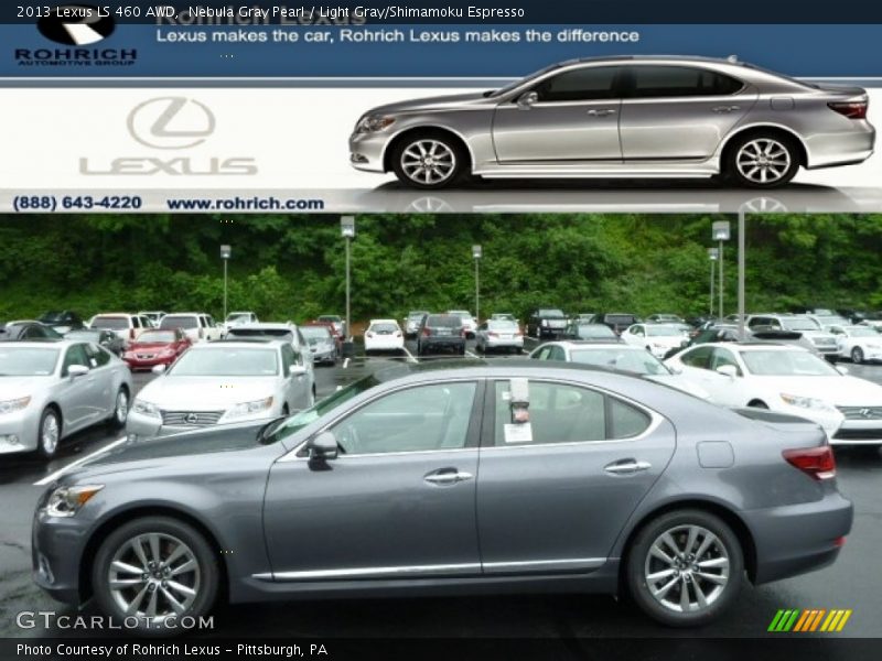 Nebula Gray Pearl / Light Gray/Shimamoku Espresso 2013 Lexus LS 460 AWD