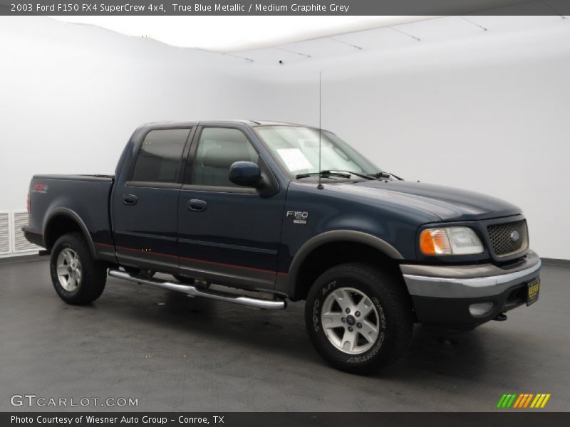 True Blue Metallic / Medium Graphite Grey 2003 Ford F150 FX4 SuperCrew 4x4