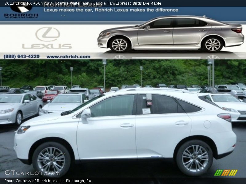 Starfire White Pearl / Saddle Tan/Espresso Birds Eye Maple 2013 Lexus RX 450h AWD