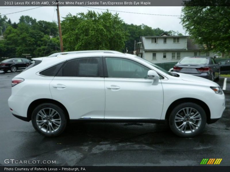 Starfire White Pearl / Saddle Tan/Espresso Birds Eye Maple 2013 Lexus RX 450h AWD