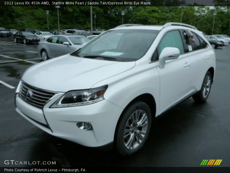 Starfire White Pearl / Saddle Tan/Espresso Birds Eye Maple 2013 Lexus RX 450h AWD