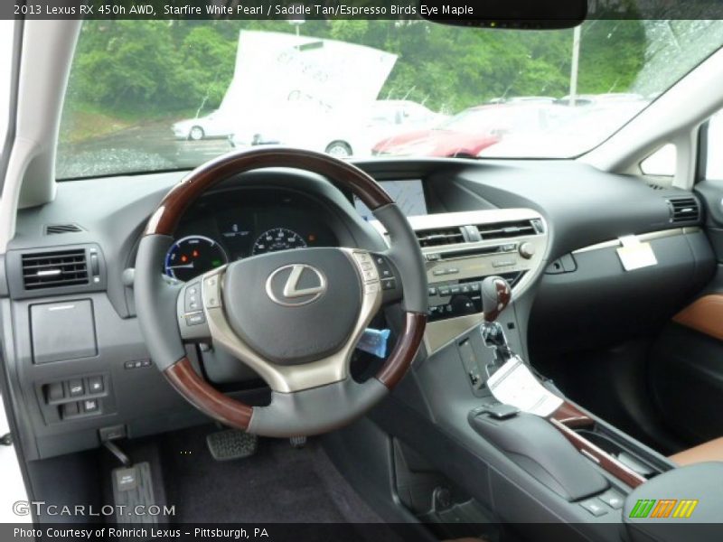 Starfire White Pearl / Saddle Tan/Espresso Birds Eye Maple 2013 Lexus RX 450h AWD
