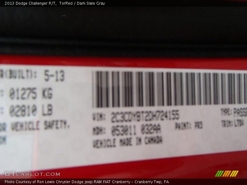 TorRed / Dark Slate Gray 2013 Dodge Challenger R/T