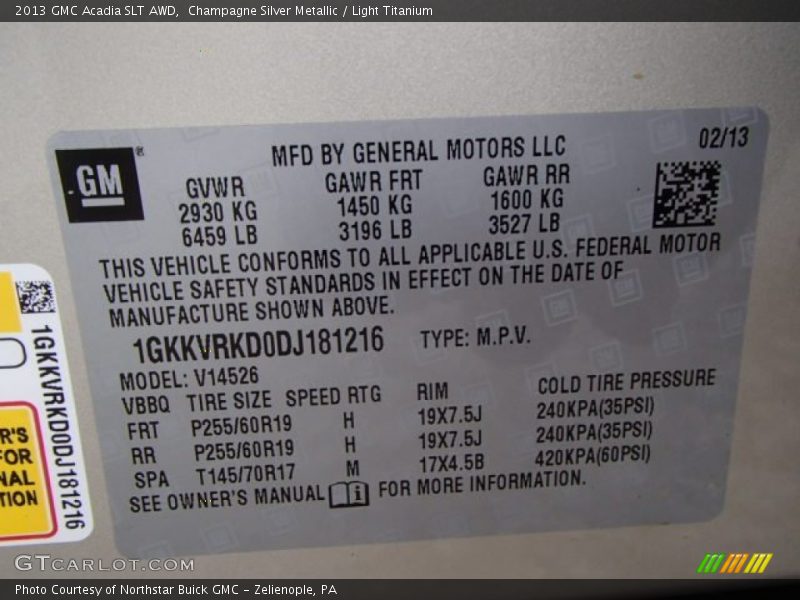Champagne Silver Metallic / Light Titanium 2013 GMC Acadia SLT AWD
