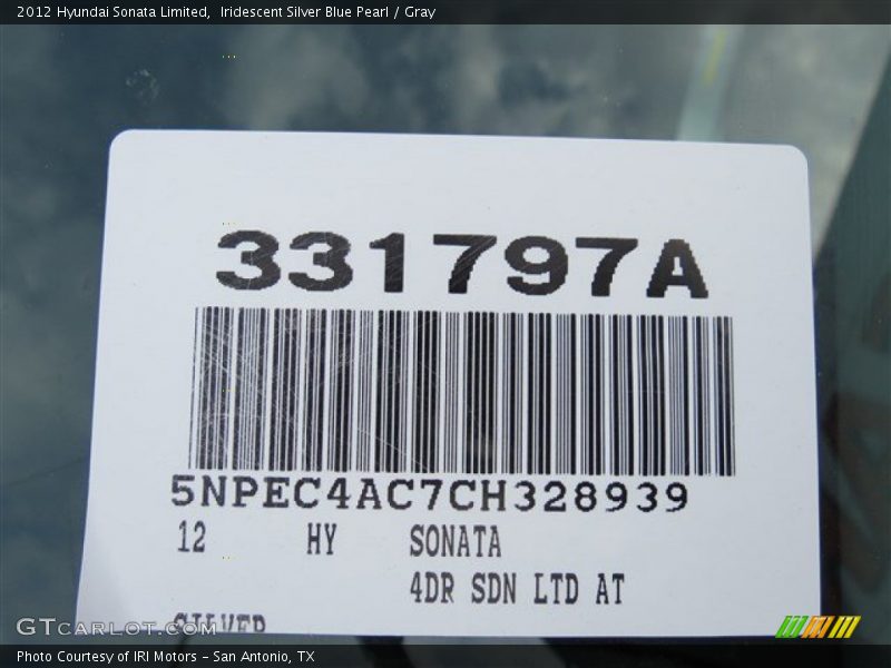 Iridescent Silver Blue Pearl / Gray 2012 Hyundai Sonata Limited