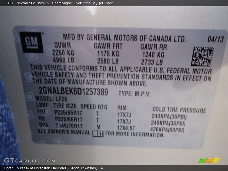 Champagne Silver Metallic / Jet Black 2013 Chevrolet Equinox LS