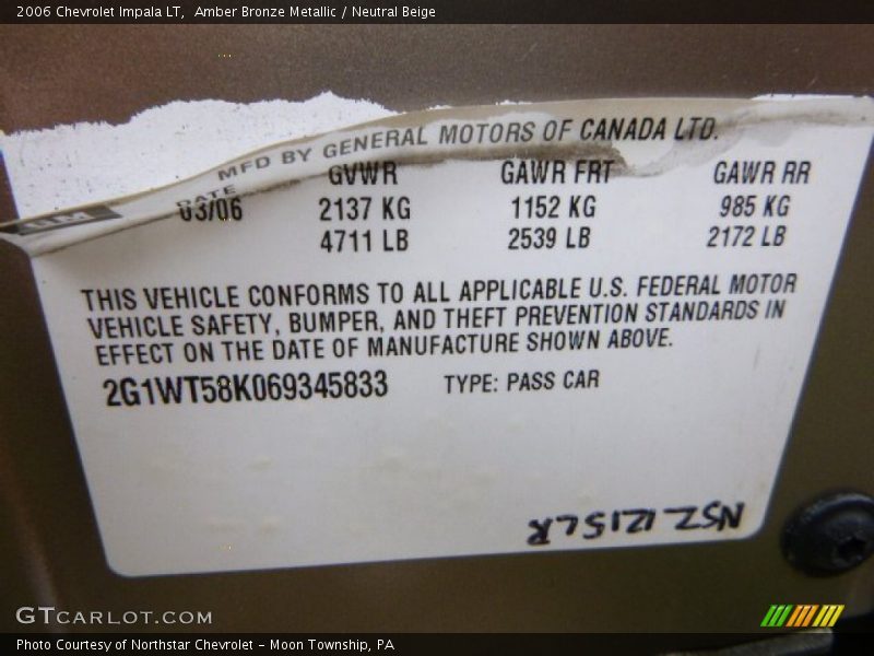 Amber Bronze Metallic / Neutral Beige 2006 Chevrolet Impala LT