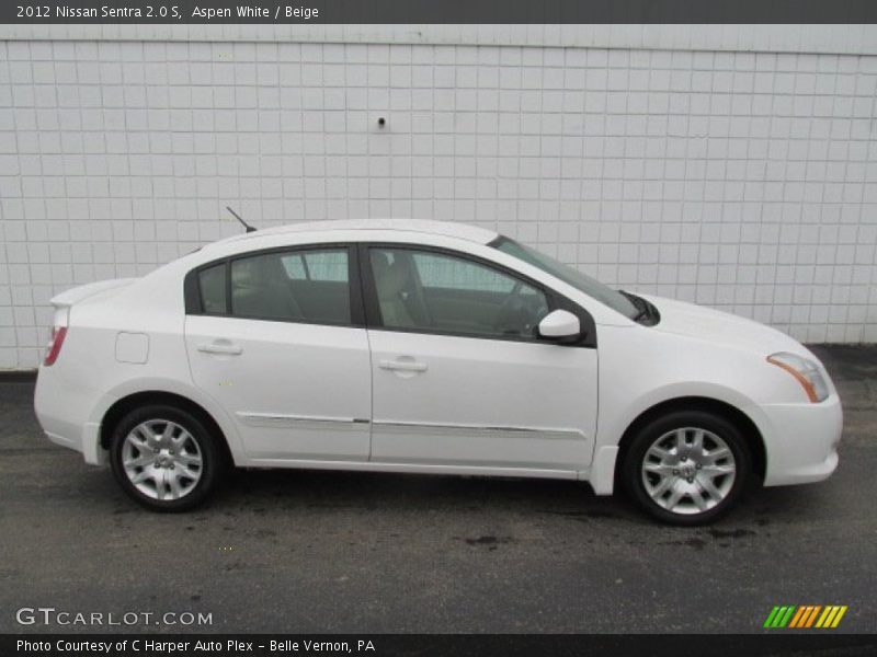 Aspen White / Beige 2012 Nissan Sentra 2.0 S