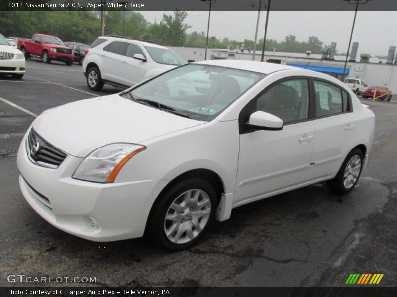 Aspen White / Beige 2012 Nissan Sentra 2.0 S