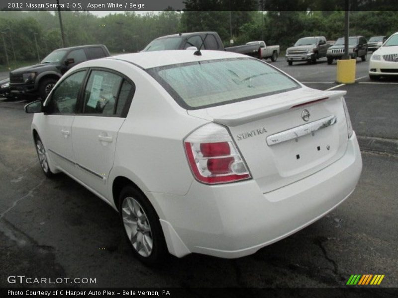 Aspen White / Beige 2012 Nissan Sentra 2.0 S