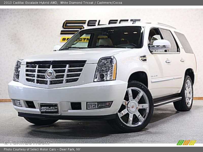 White Diamond Tricoat / Cashmere/Cocoa 2013 Cadillac Escalade Hybrid AWD