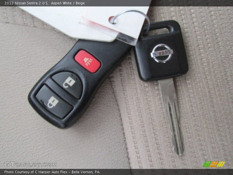Aspen White / Beige 2012 Nissan Sentra 2.0 S