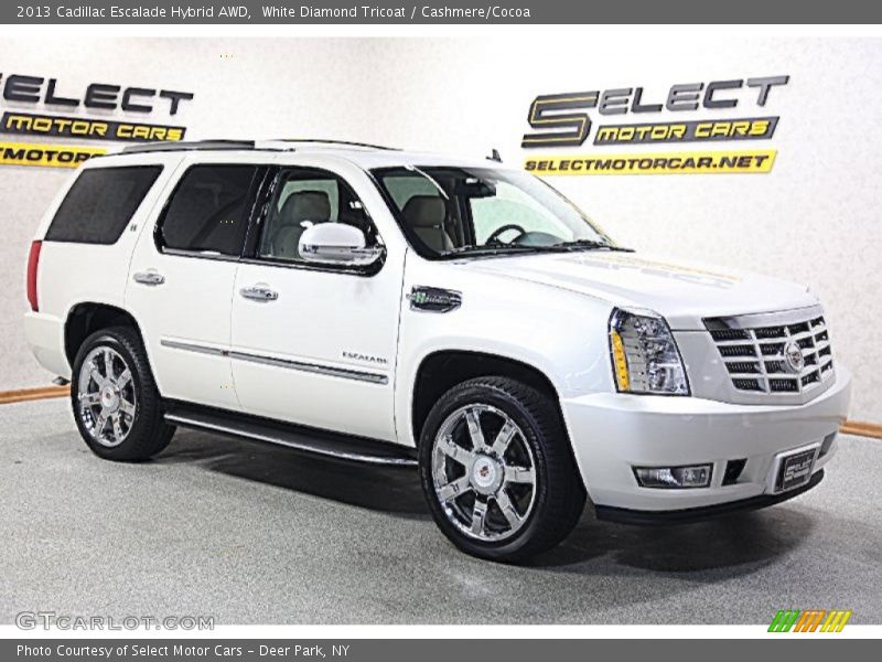 White Diamond Tricoat / Cashmere/Cocoa 2013 Cadillac Escalade Hybrid AWD