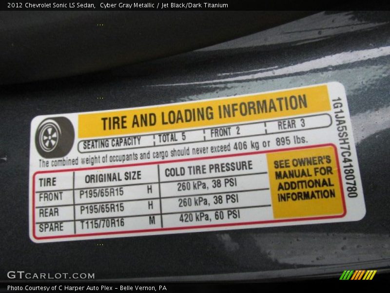Cyber Gray Metallic / Jet Black/Dark Titanium 2012 Chevrolet Sonic LS Sedan