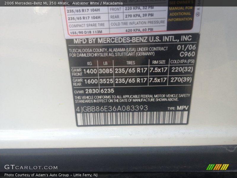 Alabaster White / Macadamia 2006 Mercedes-Benz ML 350 4Matic