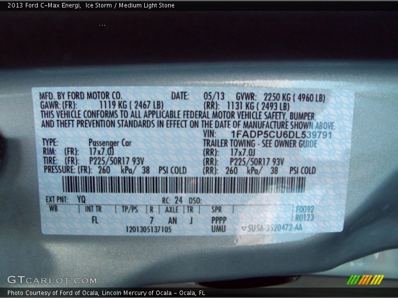 2013 C-Max Energi Ice Storm Color Code YQ