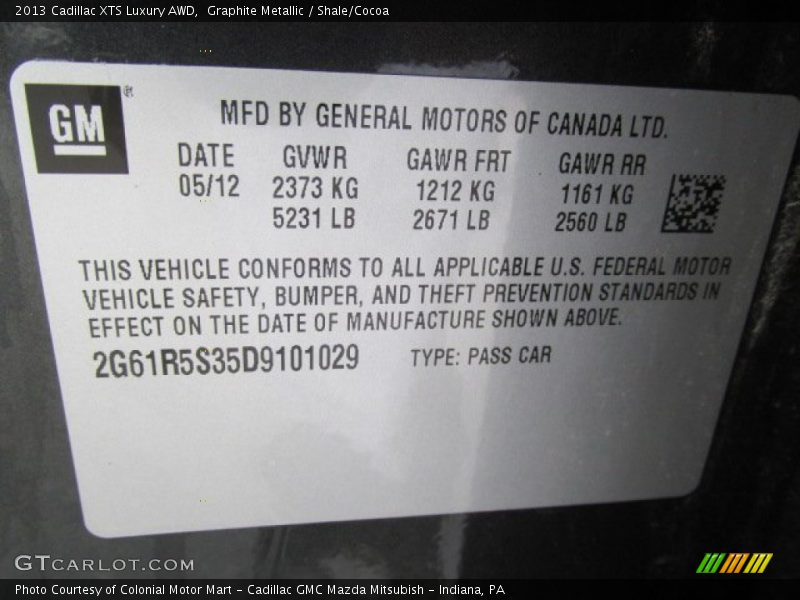 Graphite Metallic / Shale/Cocoa 2013 Cadillac XTS Luxury AWD