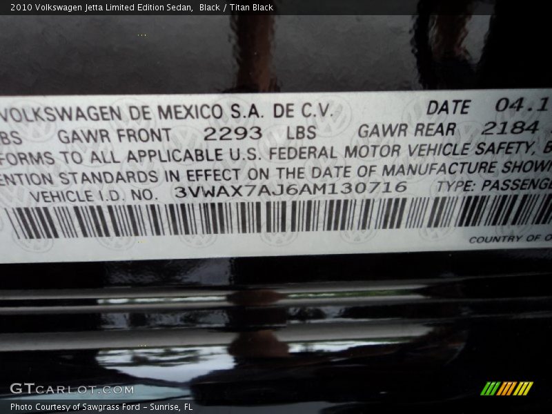 Black / Titan Black 2010 Volkswagen Jetta Limited Edition Sedan