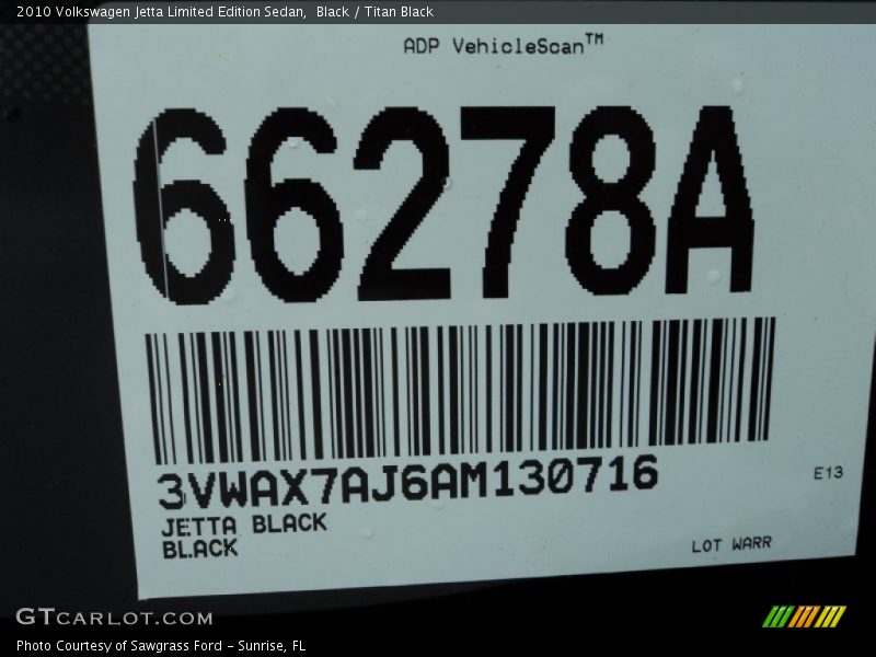 Black / Titan Black 2010 Volkswagen Jetta Limited Edition Sedan