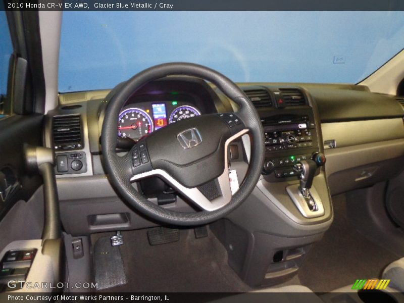 Glacier Blue Metallic / Gray 2010 Honda CR-V EX AWD