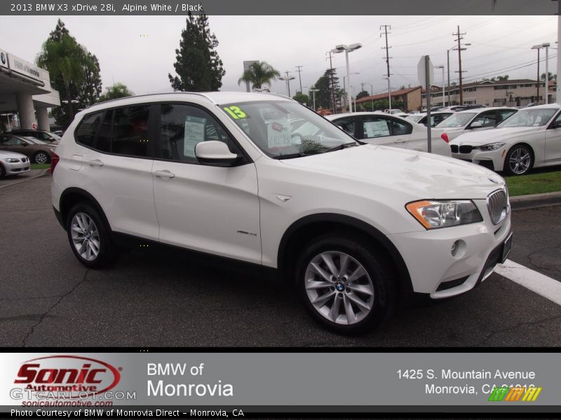 Alpine White / Black 2013 BMW X3 xDrive 28i