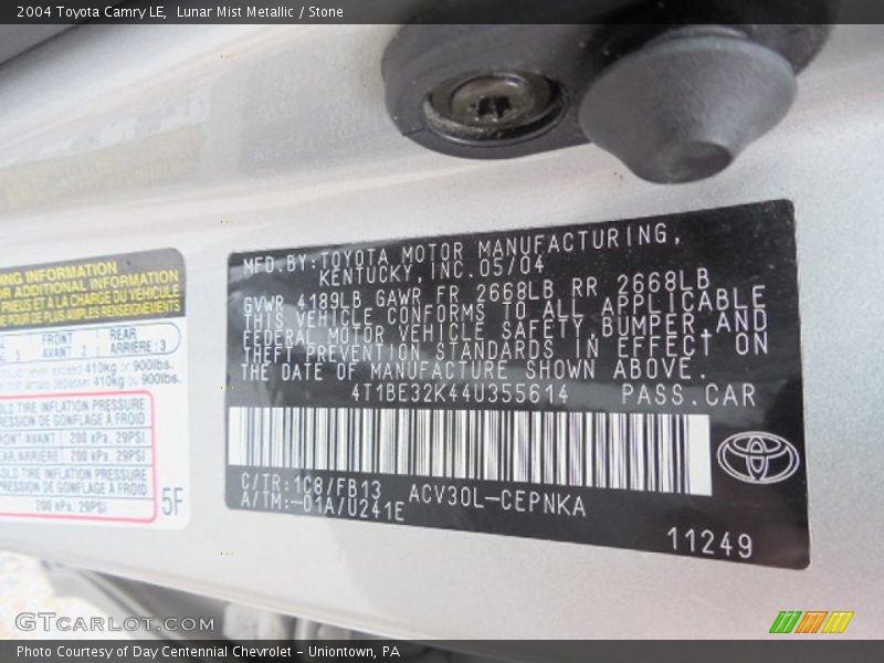 Lunar Mist Metallic / Stone 2004 Toyota Camry LE