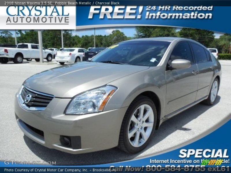 Pebble Beach Metallic / Charcoal Black 2008 Nissan Maxima 3.5 SE