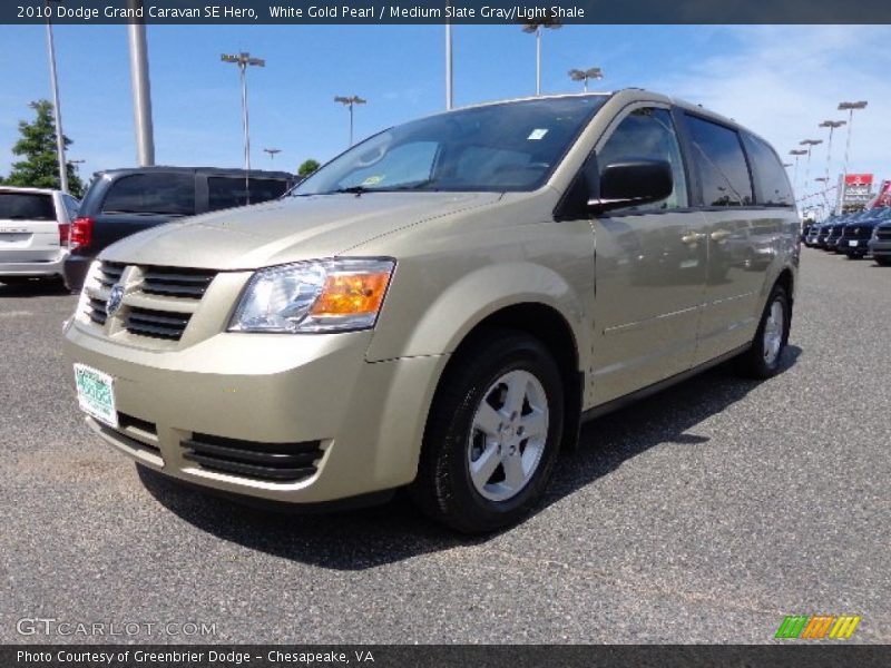 White Gold Pearl / Medium Slate Gray/Light Shale 2010 Dodge Grand Caravan SE Hero