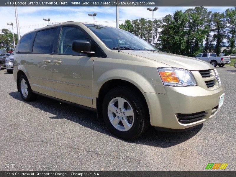 White Gold Pearl / Medium Slate Gray/Light Shale 2010 Dodge Grand Caravan SE Hero