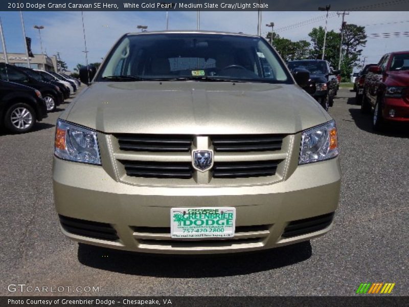 White Gold Pearl / Medium Slate Gray/Light Shale 2010 Dodge Grand Caravan SE Hero