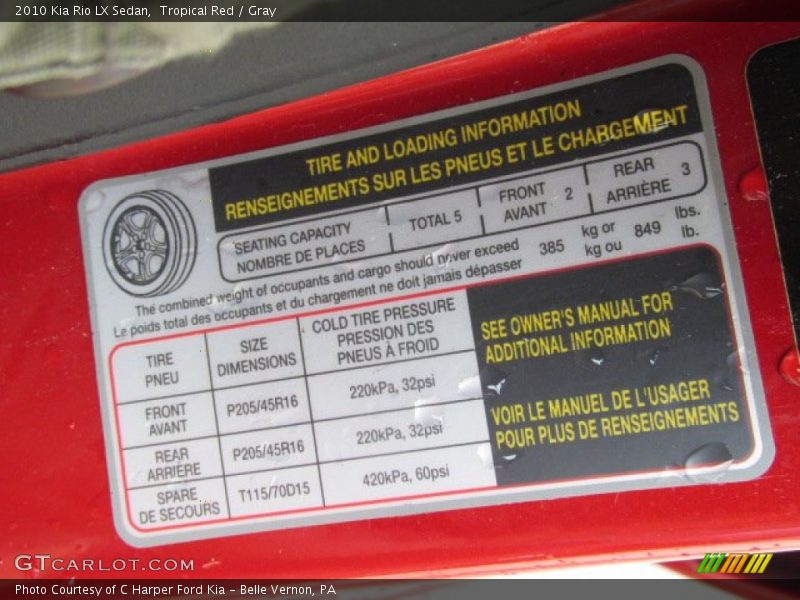 Tropical Red / Gray 2010 Kia Rio LX Sedan