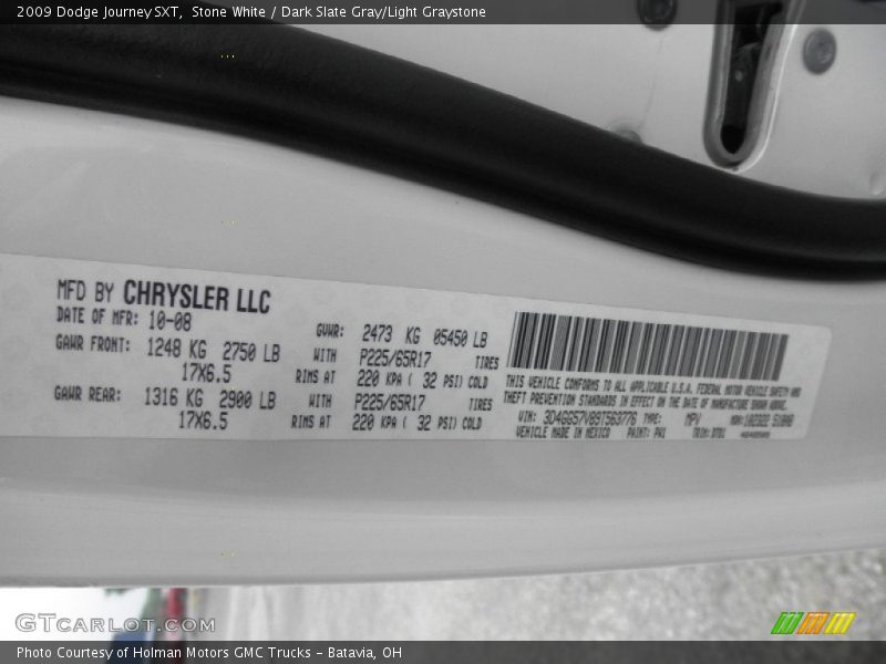 Stone White / Dark Slate Gray/Light Graystone 2009 Dodge Journey SXT