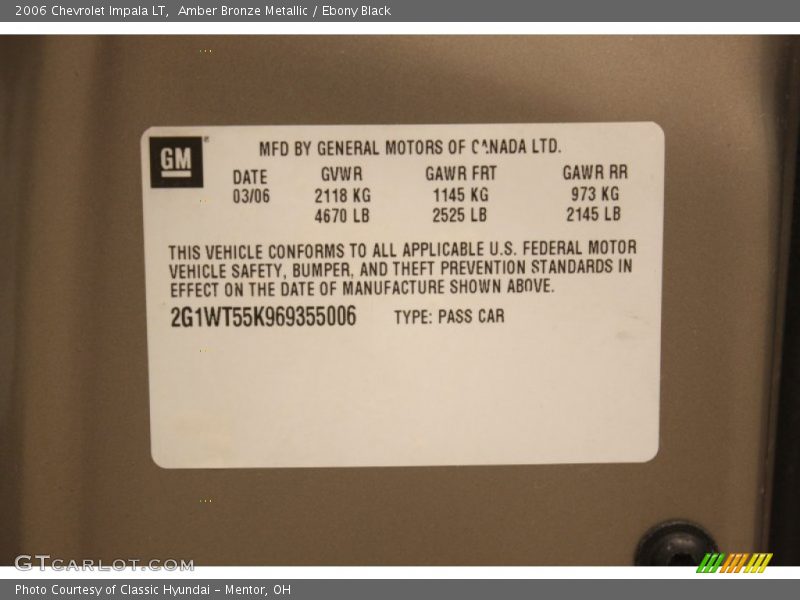 Amber Bronze Metallic / Ebony Black 2006 Chevrolet Impala LT