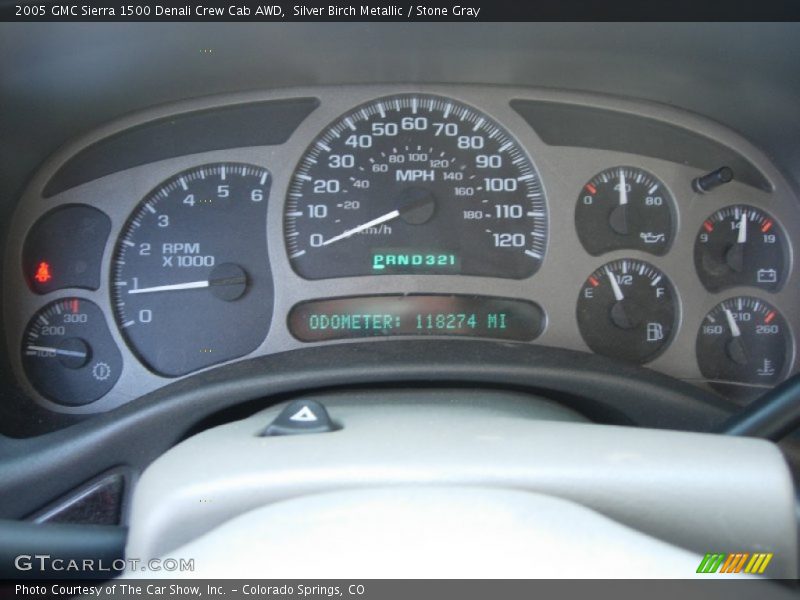 Silver Birch Metallic / Stone Gray 2005 GMC Sierra 1500 Denali Crew Cab AWD