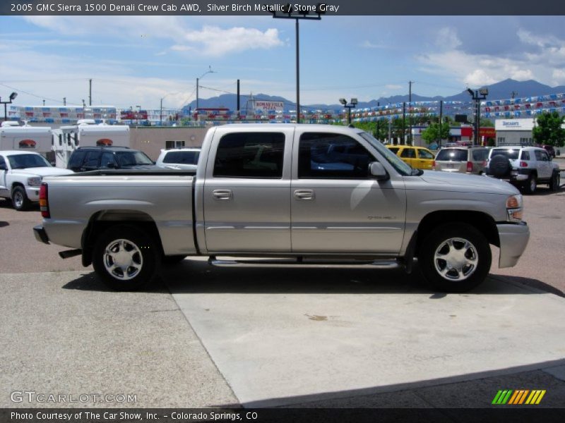 Silver Birch Metallic / Stone Gray 2005 GMC Sierra 1500 Denali Crew Cab AWD