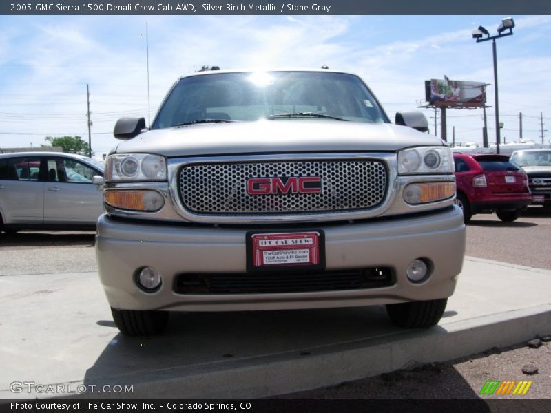 Silver Birch Metallic / Stone Gray 2005 GMC Sierra 1500 Denali Crew Cab AWD
