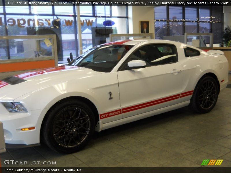 Oxford White / Shelby Charcoal Black/Red Accents Recaro Sport Seats 2014 Ford Mustang Shelby GT500 SVT Performance Package Coupe