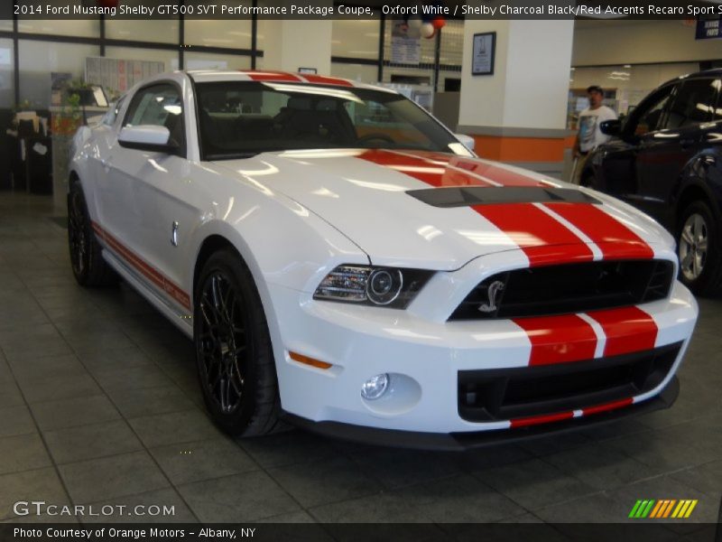 Oxford White / Shelby Charcoal Black/Red Accents Recaro Sport Seats 2014 Ford Mustang Shelby GT500 SVT Performance Package Coupe