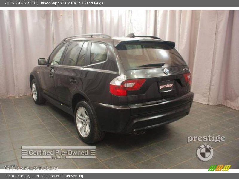 Black Sapphire Metallic / Sand Beige 2006 BMW X3 3.0i