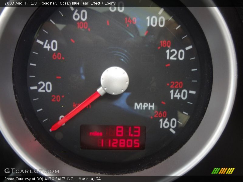 Ocean Blue Pearl Effect / Ebony 2003 Audi TT 1.8T Roadster