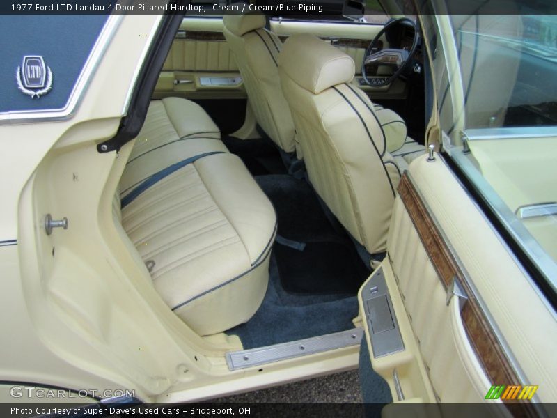 Cream / Cream/Blue Piping 1977 Ford LTD Landau 4 Door Pillared Hardtop