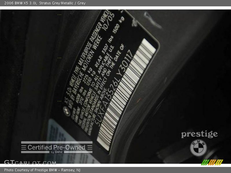 Stratus Grey Metallic / Grey 2006 BMW X5 3.0i