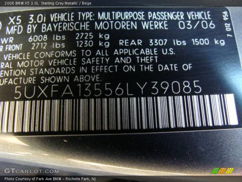 Sterling Grey Metallic / Beige 2006 BMW X5 3.0i
