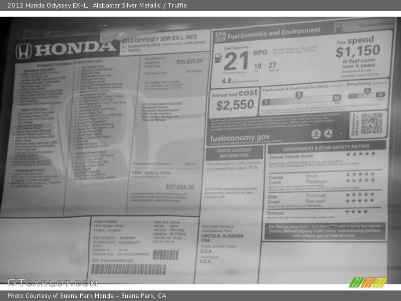 Alabaster Silver Metallic / Truffle 2013 Honda Odyssey EX-L