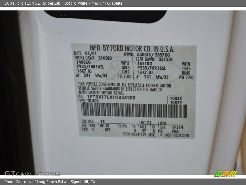 Oxford White / Medium Graphite 2001 Ford F150 XLT SuperCab